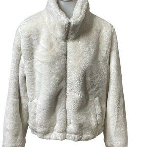 ASHLEY BU 26.Women full zipper teddy cream color jackets size L